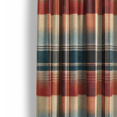 Monaghan Plaid Blue & Red Mockup Curtain Detail