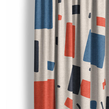 Geometric Confetti Blue & Red Mockup Curtain Detail