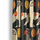 Tribal Birds Black Mockup Curtain Detail