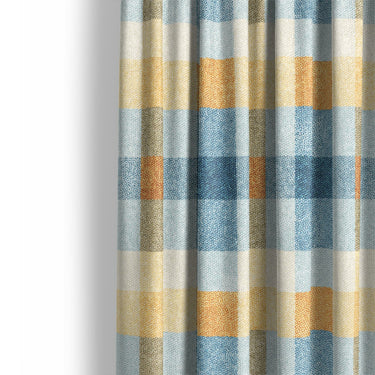 Monroe Plaid Blue & Yellow Mockup Curtain Detail