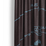 Solar System Burgandy & Powder Blue Mockup Curtain Detail