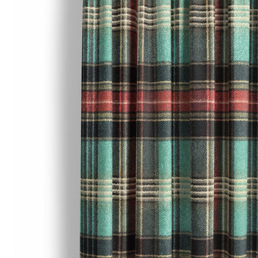 Ferguson Plaid Teal Red Mockup Curtain Detail
