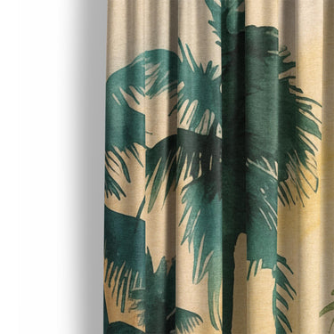 Sunset Palms Green & Orange Mockup Curtain Detail