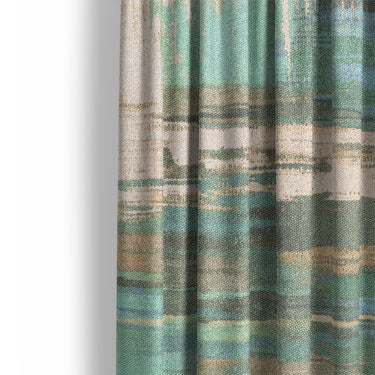 Jörgan Teal & Taupe Mockup Curtain Detail