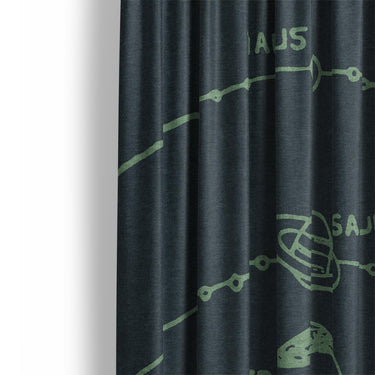 Solar System Navy & Mint Mockup Curtain Detail