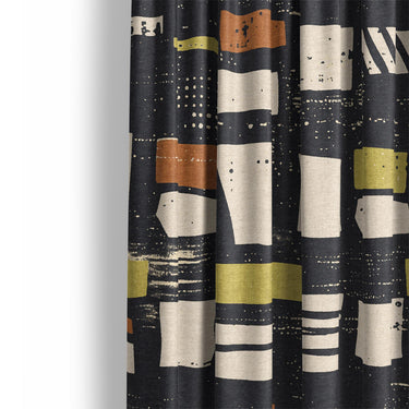 Milo Navy Lime & Terracotta Mockup Curtain Detail