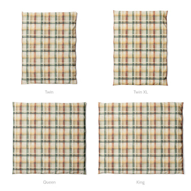 Madras Plaid Taupe Green Mockup Duvet Sizing