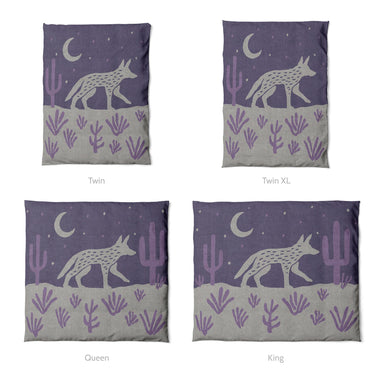 Desert Coyote Eggplant & Dusty Purple Mockup Duvet Sizing