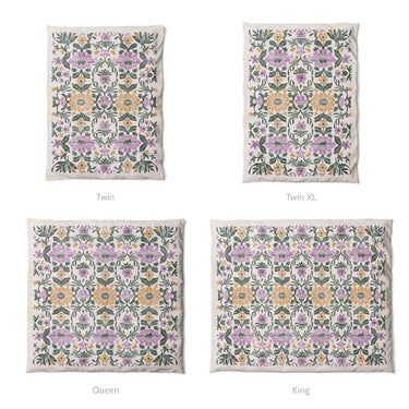 Corriana Green & Purple Mockup Duvet Sizing