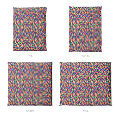 Pixel Mosaic Multicolor Vibrant Mockup Duvet Sizing