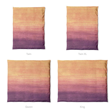 Imogen Watercolor Orange & Purple Ombre Mockup Duvet Sizing