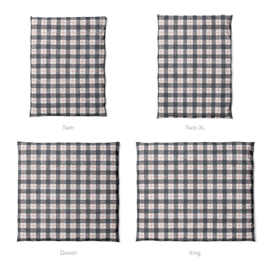 Wallace Plaid Navy & Red Mockup Duvet Sizing
