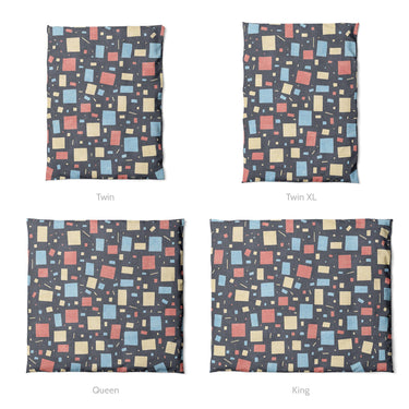 Geometric Confetti Twilight Mockup Duvet Sizing