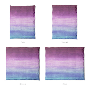 Imogen Watercolor Blue & Purple Ombre Mockup Duvet Sizing