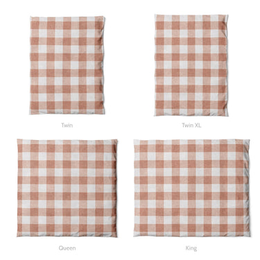 Buffalo Plaid Light Terracotta Mockup Duvet Sizing
