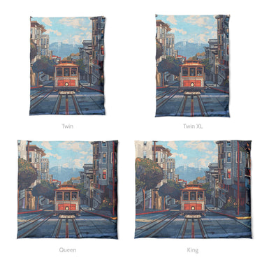San Francisco Trolley Mockup Duvet Sizing