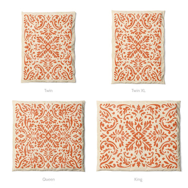 Floranna Ivory & Orange Mockup Duvet Sizing