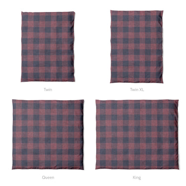 Buffalo Plaid Maroon & Navy Mockup Duvet Sizing