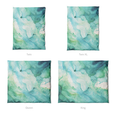 Zephyr Watercolor Emerald Mockup Duvet Sizing