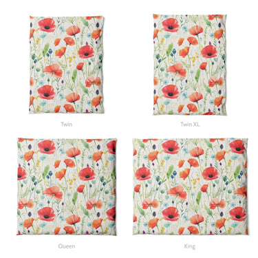Watercolor Poppies Mockup Duvet Sizing