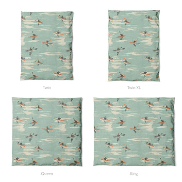Open Water Kayakers Mockup Duvet Sizing