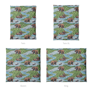 Bears Catching Salmon Mockup Duvet Sizing