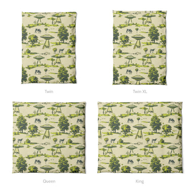 UFO Cow Abduction Toile Mockup Duvet Sizing