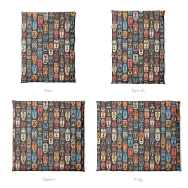 Tribal Masks Mockup Duvet Sizing