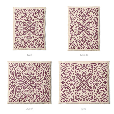 Floranna Ivory & Wine Mockup Duvet Sizing