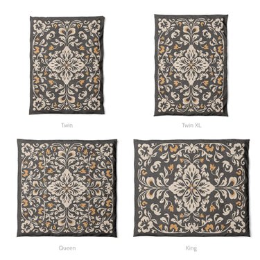 Annette Vintage Black & Yellow Mockup Duvet Sizing