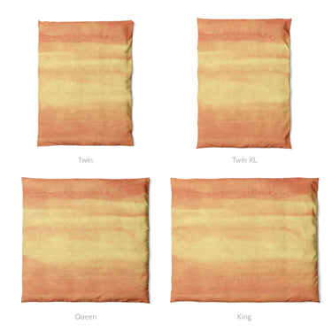 Jacinda Watercolor Fire Orange Ombre Mockup Duvet Sizing