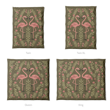 Flamingo Friends Sage Green Mockup Duvet Sizing