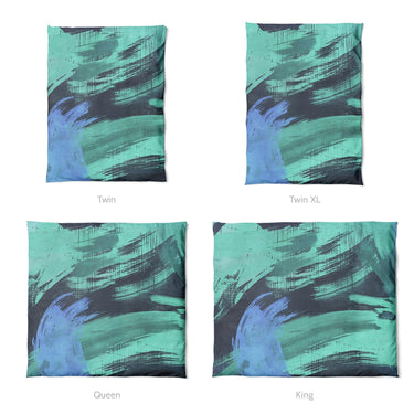 Tethys Navy & Seafoam Mockup Duvet Sizing