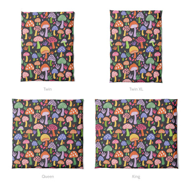 Luminescent Shroomies Mockup Duvet Sizing