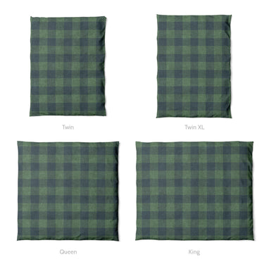 Buffalo Plaid Green Navy Mockup Duvet Sizing