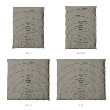 Solar System Taupe & Forest Mockup Duvet Sizing