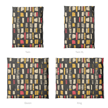 Milo Black Red & Yellow Mockup Duvet Sizing