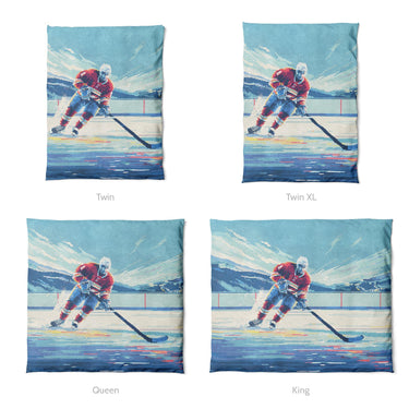 8 Bit Pond Hockey Mockup Duvet Sizing