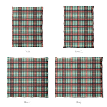 Ferguson Plaid Teal Red Mockup Duvet Sizing