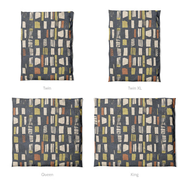 Milo Navy Lime & Terracotta Mockup Duvet Sizing