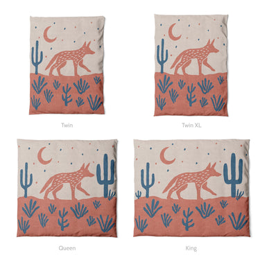 Desert Coyote Denim Blue & Terracotta Mockup Duvet Sizing