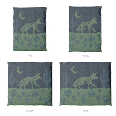 Desert Coyote Midnight Blue & Sage Green Mockup Duvet Sizing