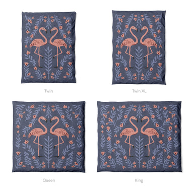 Flamingo Friends Navy Mockup Duvet Sizing