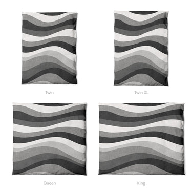Sinuous Grey Monochrome Mockup Duvet Sizing