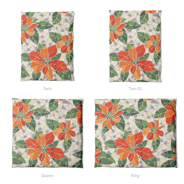 Mosaic Poinsettia Orange Mockup Duvet Sizing