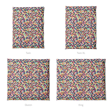 Pixel Mosaic Multicolor Midtone Mockup Duvet Sizing