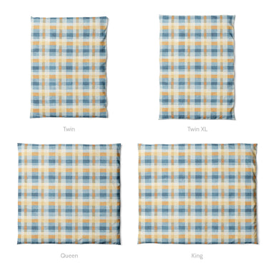 Monroe Plaid Blue & Yellow Mockup Duvet Sizing