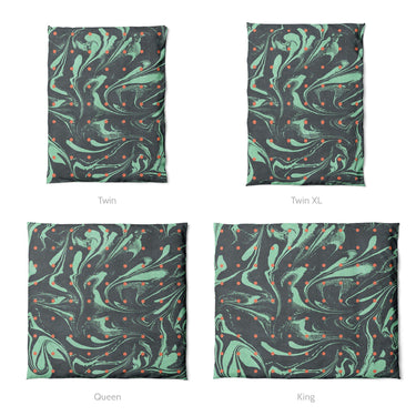 Acid Burn Teal & Orange Mockup Duvet Sizing