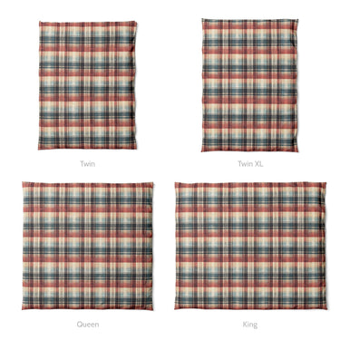 Monaghan Plaid Blue & Red Mockup Duvet Sizing