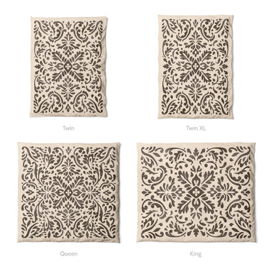 Floranna Ivory & Black Mockup Duvet Sizing